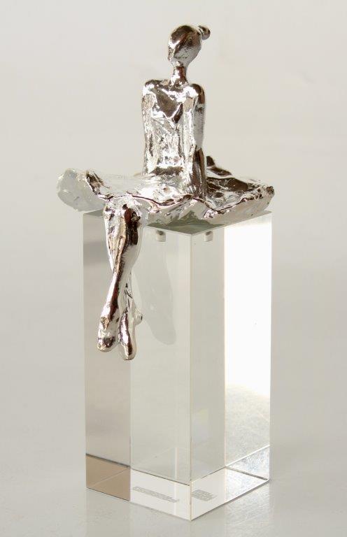 Silver Ballerina On Crystal Base